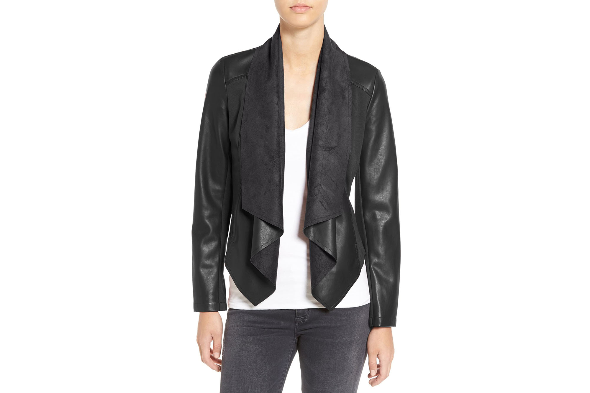 Kut from the Kloth 'Ana' Faux Leather Drape Front Jacket