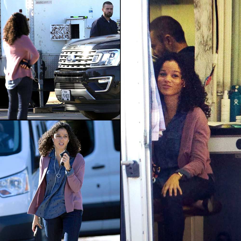 Justin Timberlake and Alisha Wainwright Hang Out in Trailer on Set