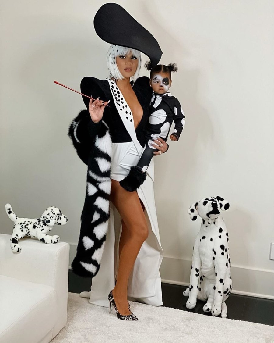 Khloe Kardashian and Her Daughter True Dress as Cruella de Vil and a Dalmatian for Halloween 2019