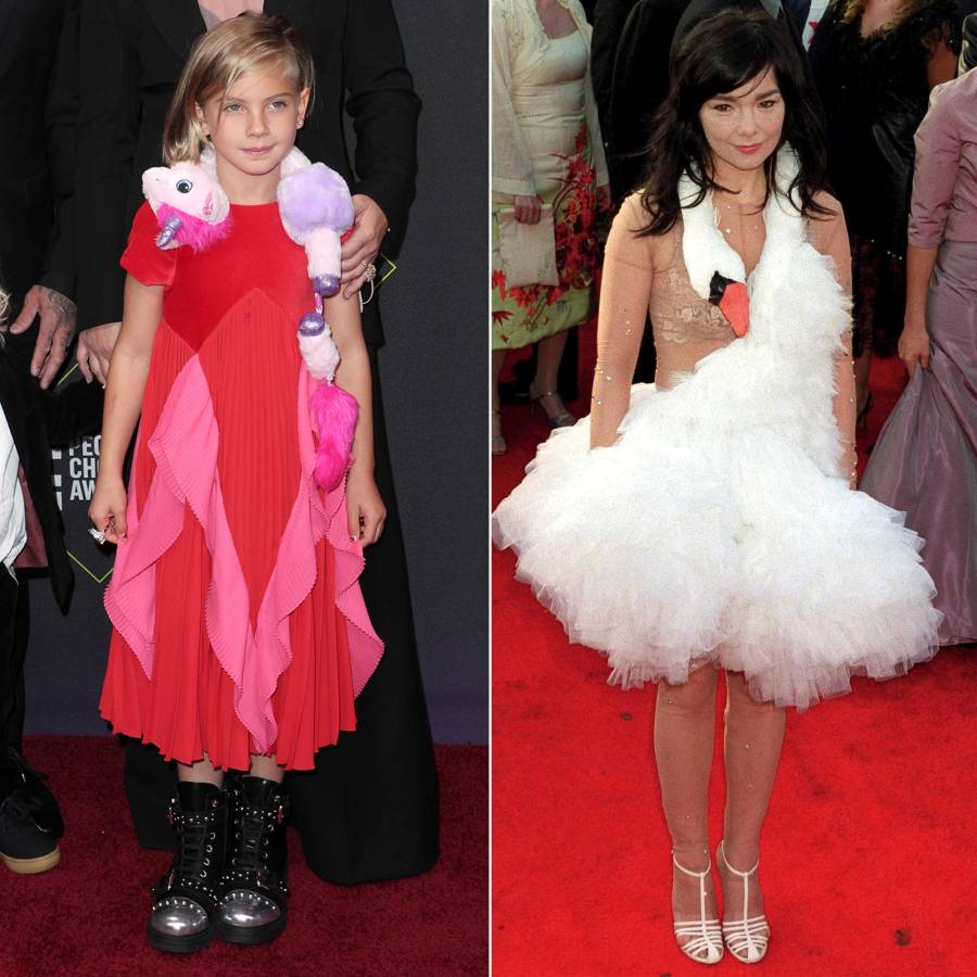 Pink Daughter Willow Channels Bjork Swan Dress With Unicorn at the 2019 Peoples Choice Awards