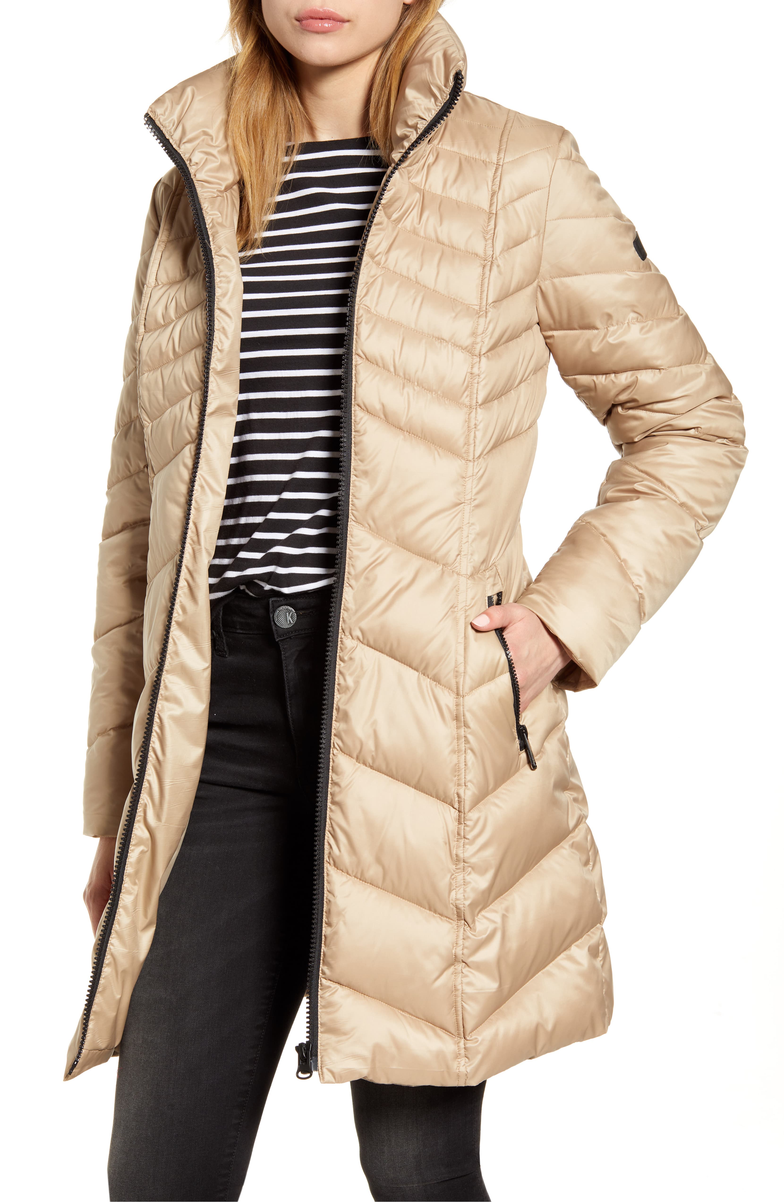 Sam Edelman Hooded Puffer Jacket (Latte)