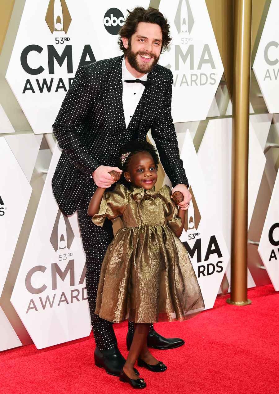 Thomas Rhett Pregnant Lauren Akins and Daughters on Red Carpet at CMA Awards 2019