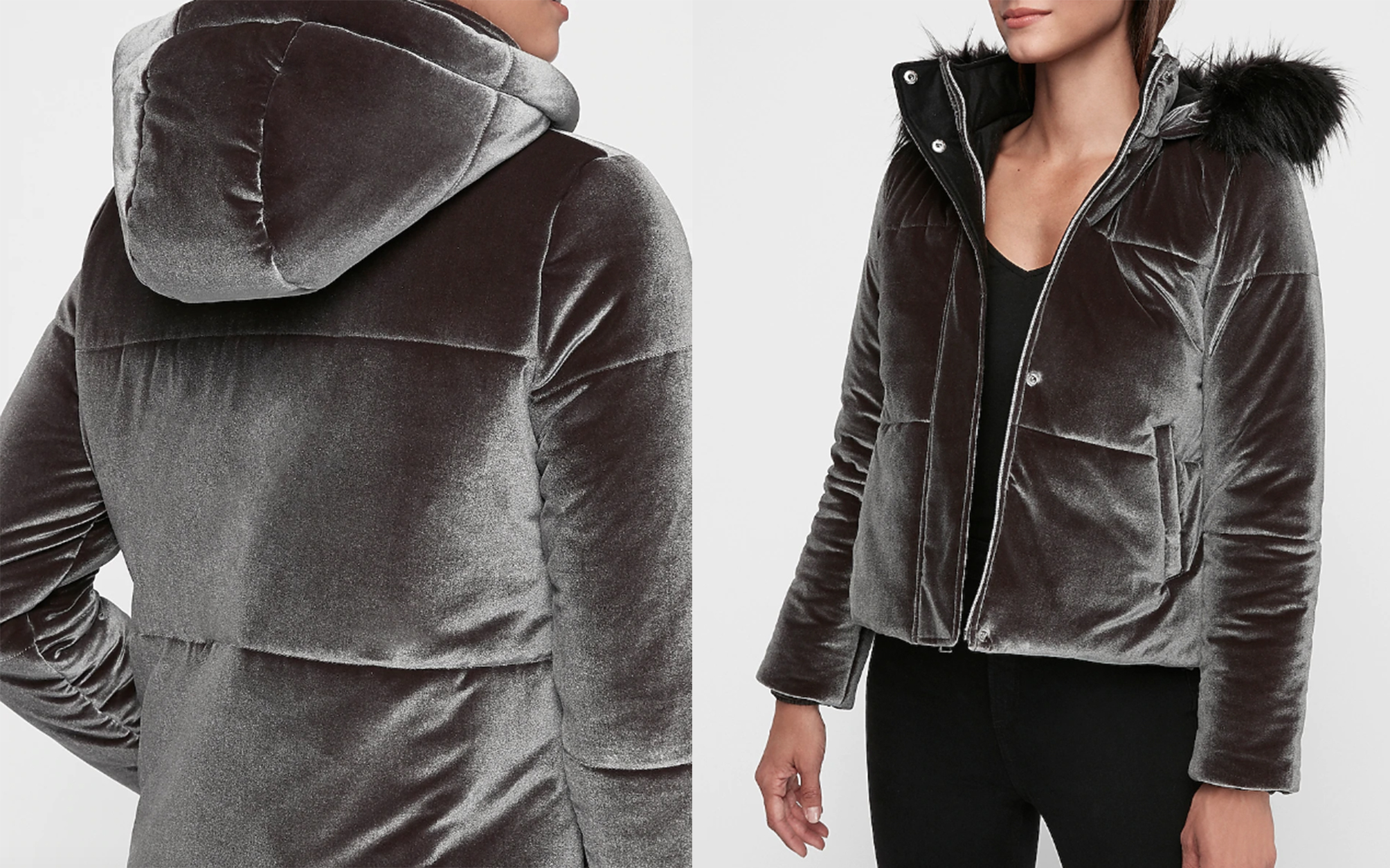 Velvet Quilted Puffer Coat