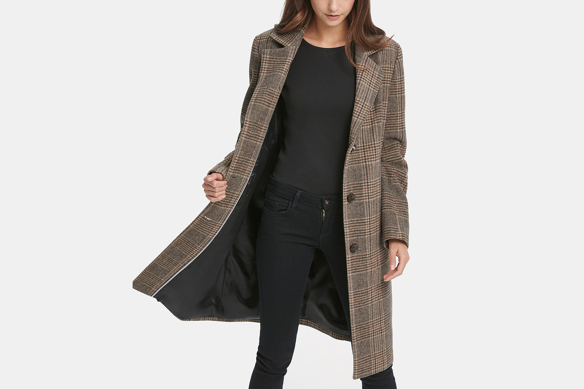 dkny plaid coat