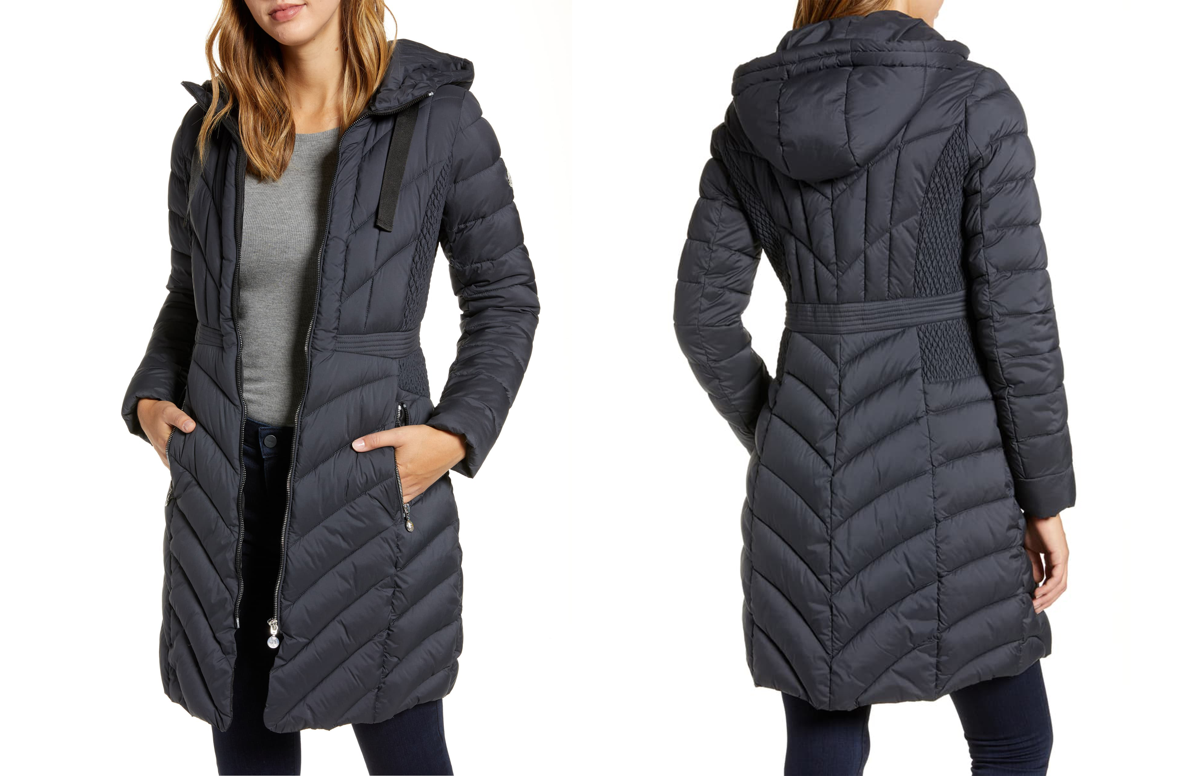 Bernardo Packable Hooded Walker Coat (Coal)