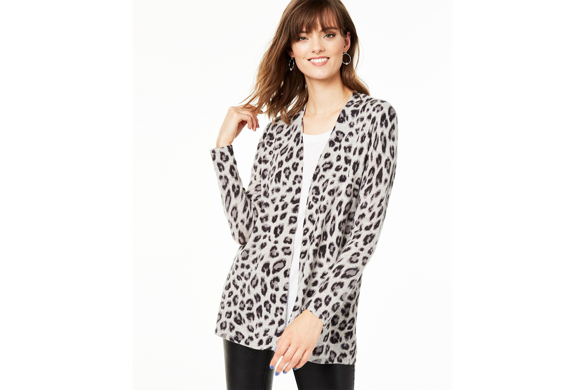 Charter Club Animal-Print Pure Cashmere Cardigan, Regular & Petite Sizes, Created For Macy's