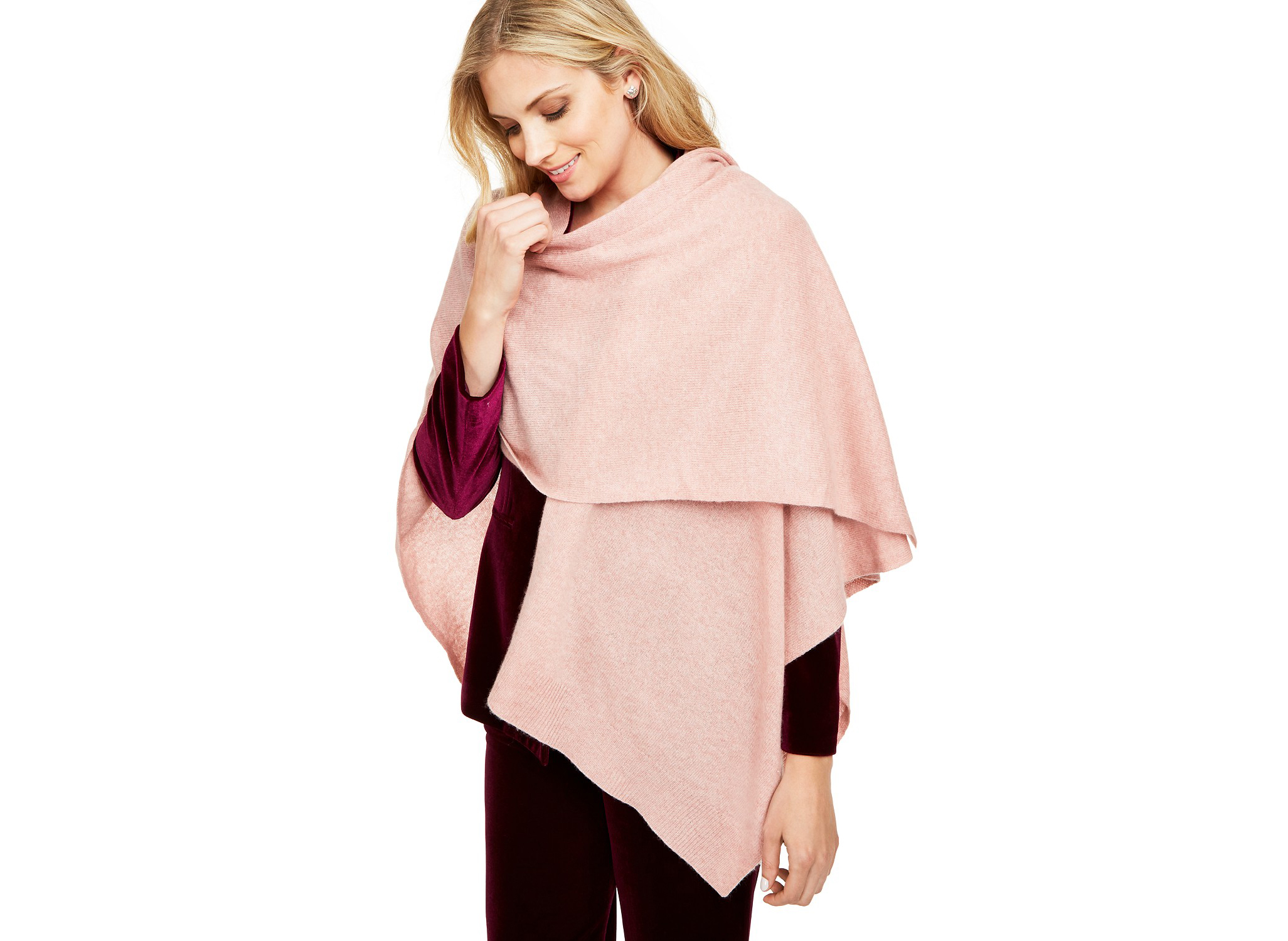 Charter Club Solid Cashmere Wrap (Bella Rose Heather)