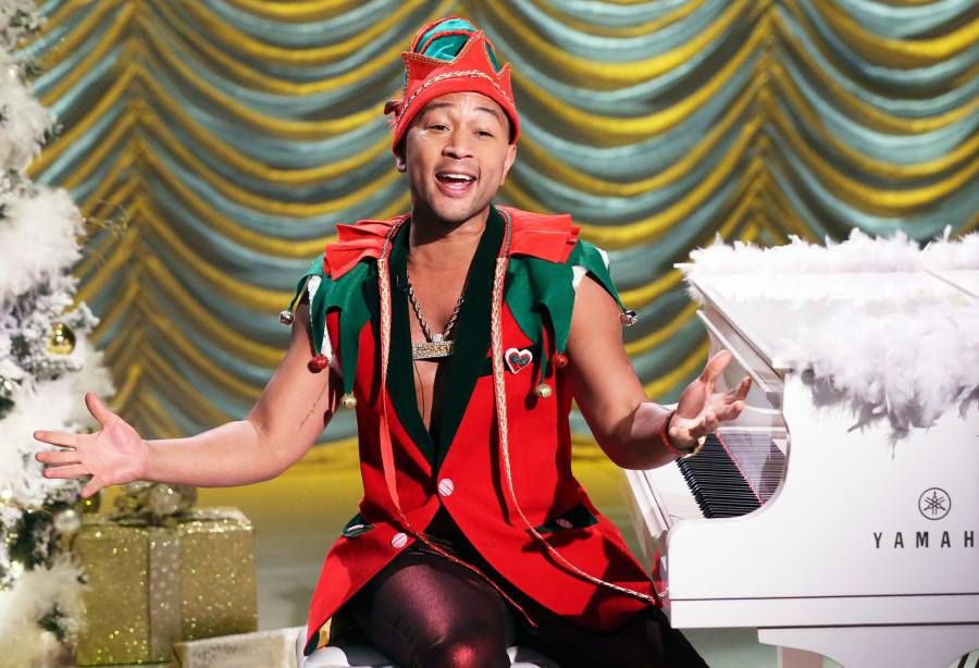 John Legend Performing on Jimmy Kimmel Live in an Ugly Christmas Sweater