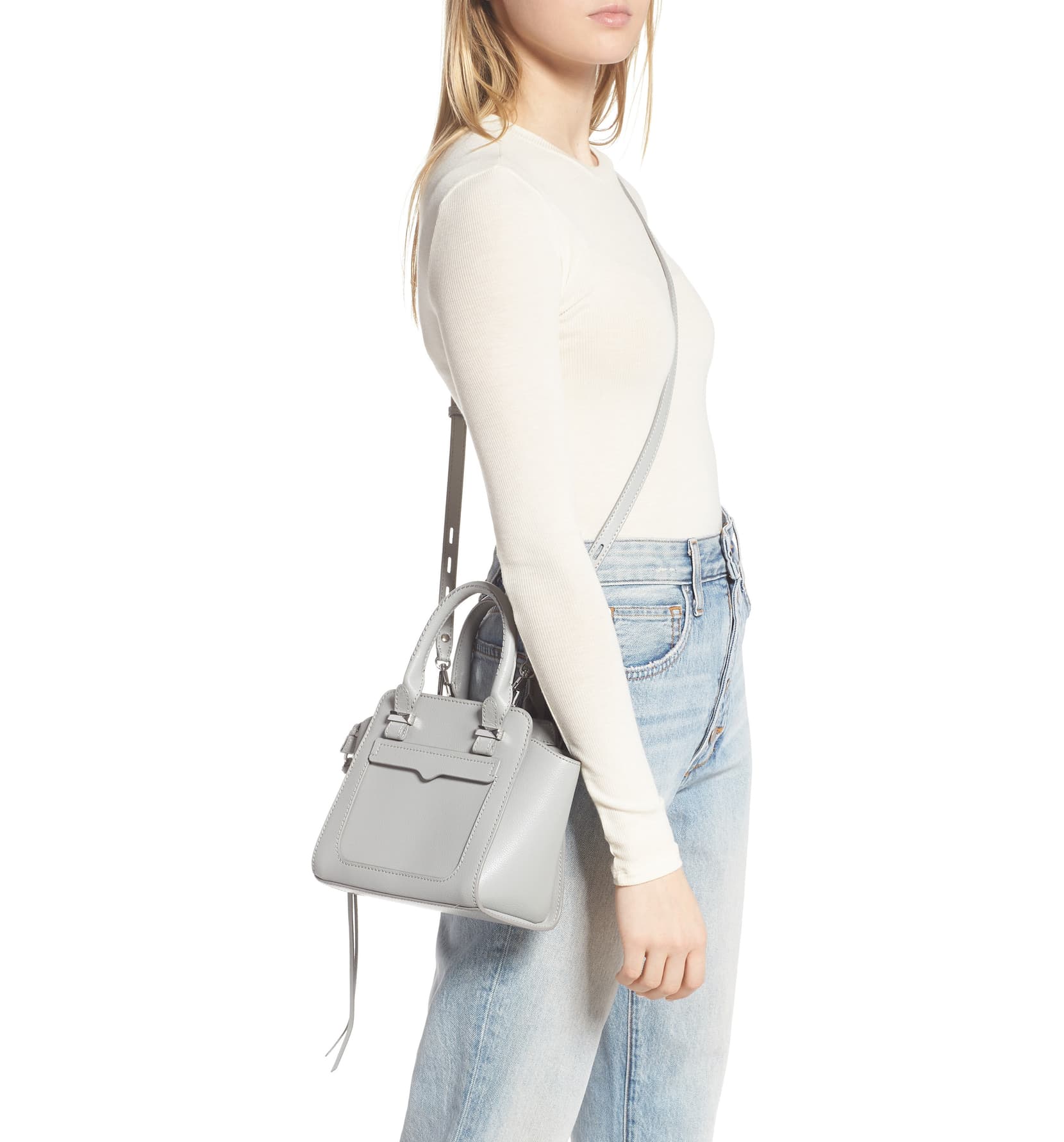 Rebecca Minkoff Mini Avery Leather Tote (Perla/Silver)