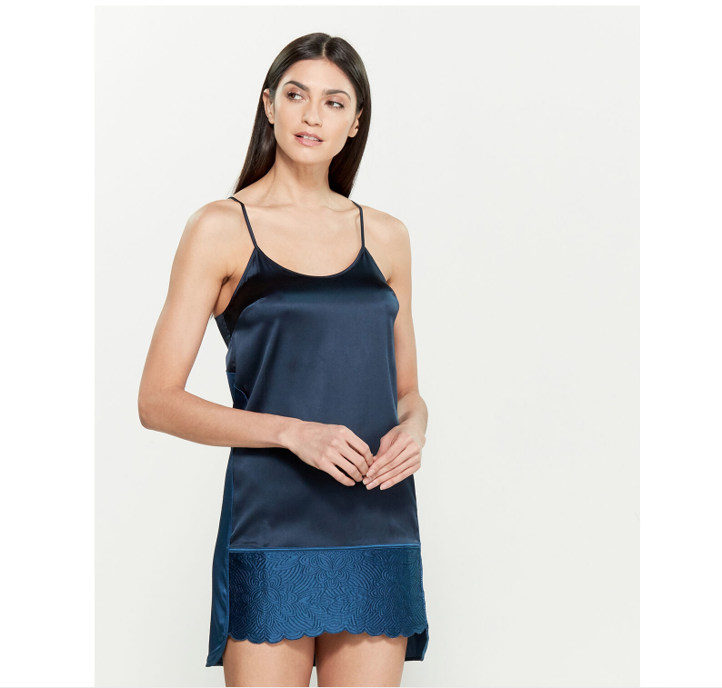 Stella McCartney Dark Blue Annie Picnicking Silk-Blend Chemise