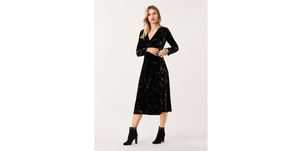 Tilla Velvet Midi Wrap Dress