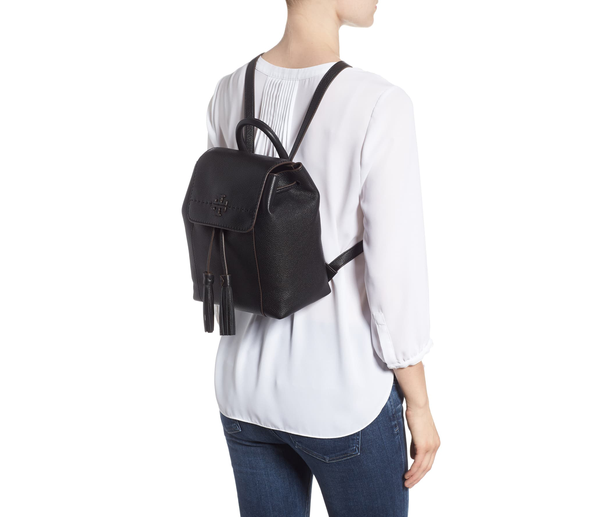 Tory Burch McGraw Leather Backpack (Black Core)