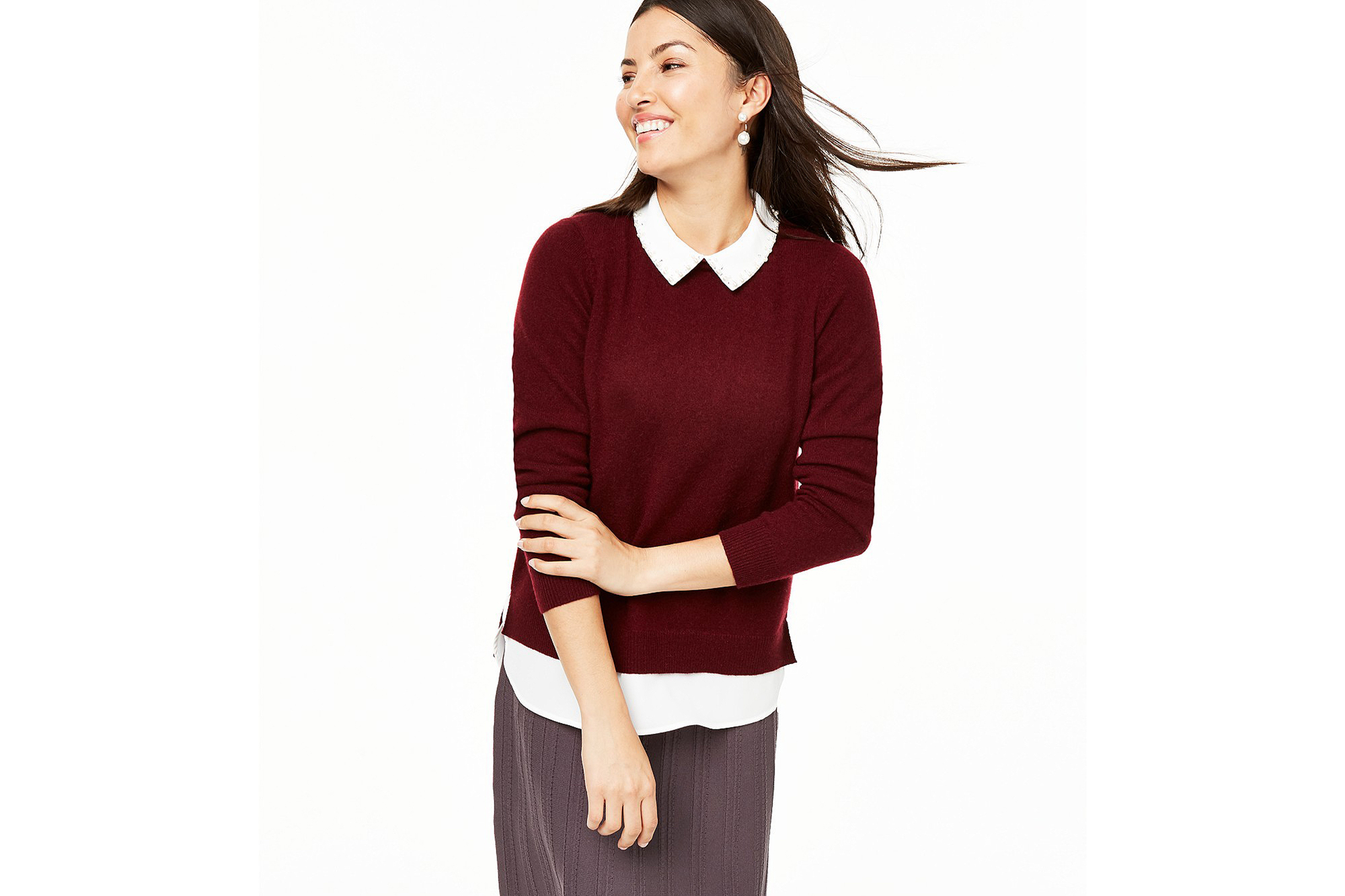 Charter Club Cashmere Embellished Layered-Look Sweater