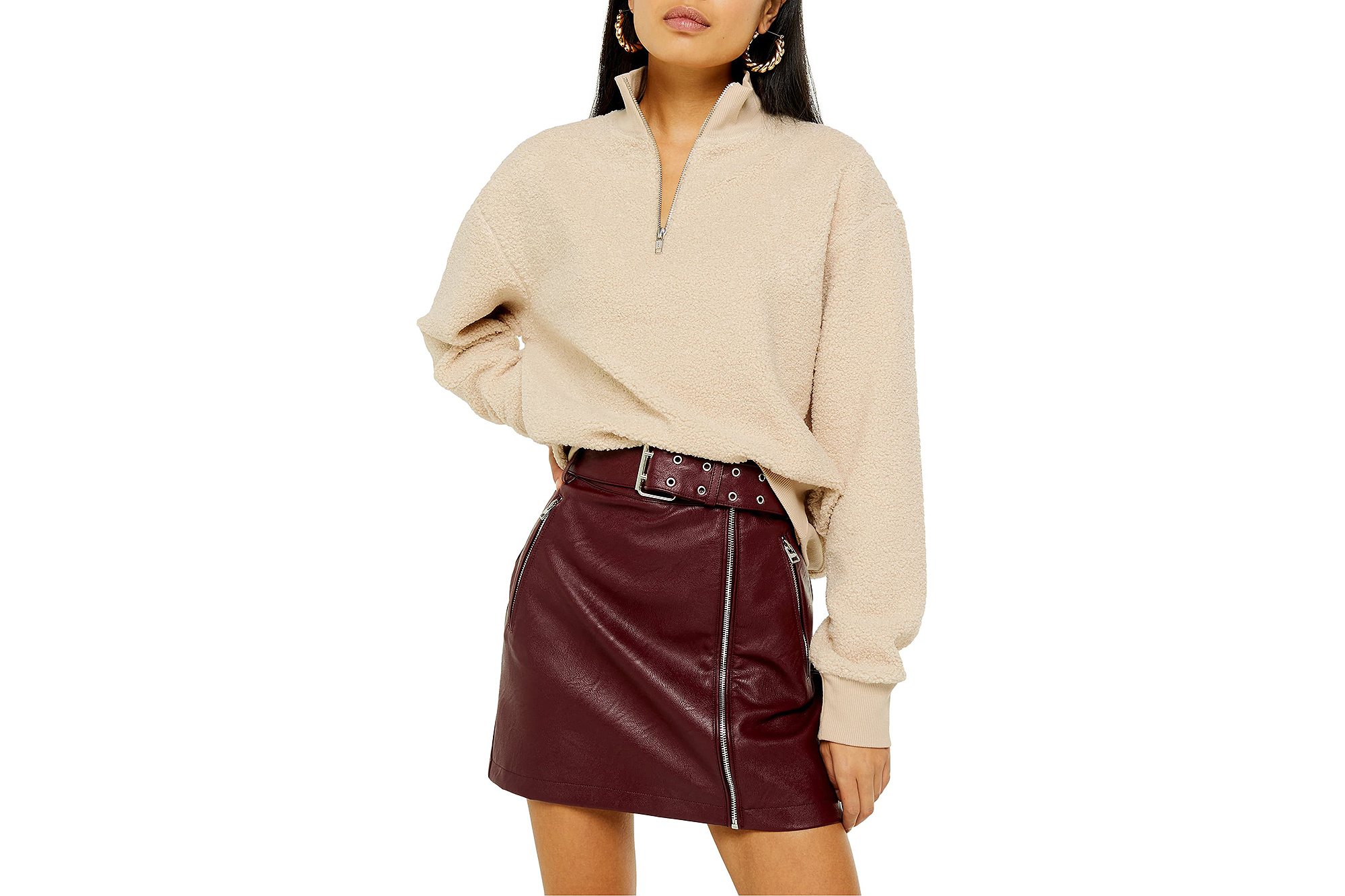 TopShop Half Zip Funnel Neck Sweatshirt