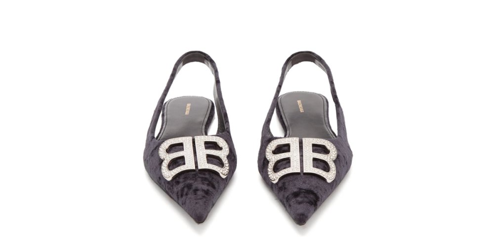 BB Logo Velvet Slingback Pump