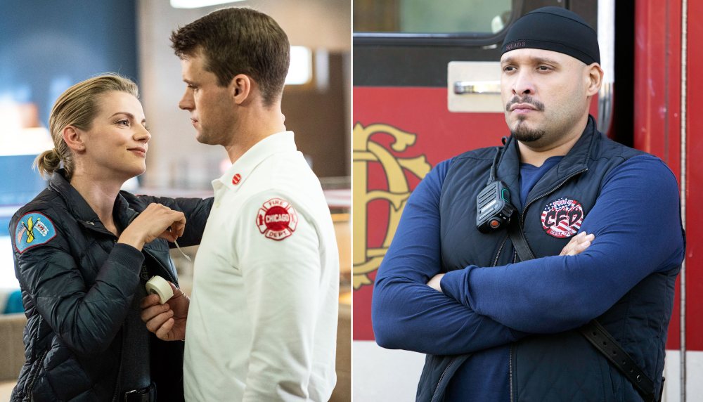 Kara Killmer as Sylvie Brett Jesse Spencer as Matthew Casey and Joe Minoso as Joe Cruz on Chicago Fire