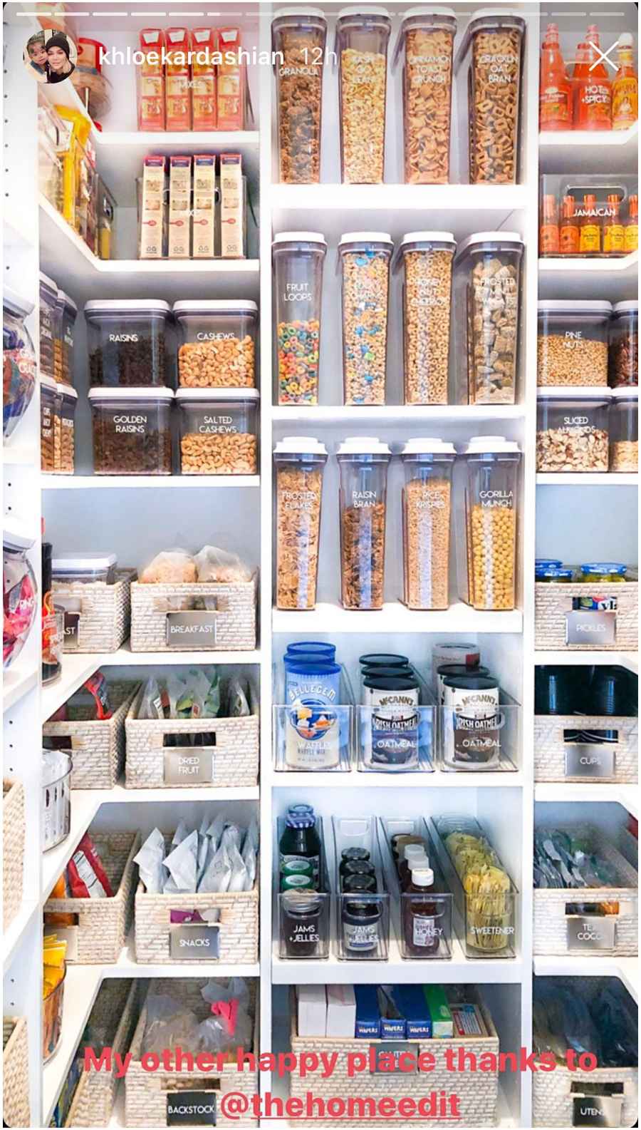 Khloe Kardashian Shows Off Her Organized Pantry