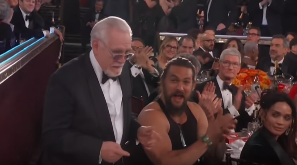 Jason Momoa at the 2020 Golden Globes Wearing A Tank Top