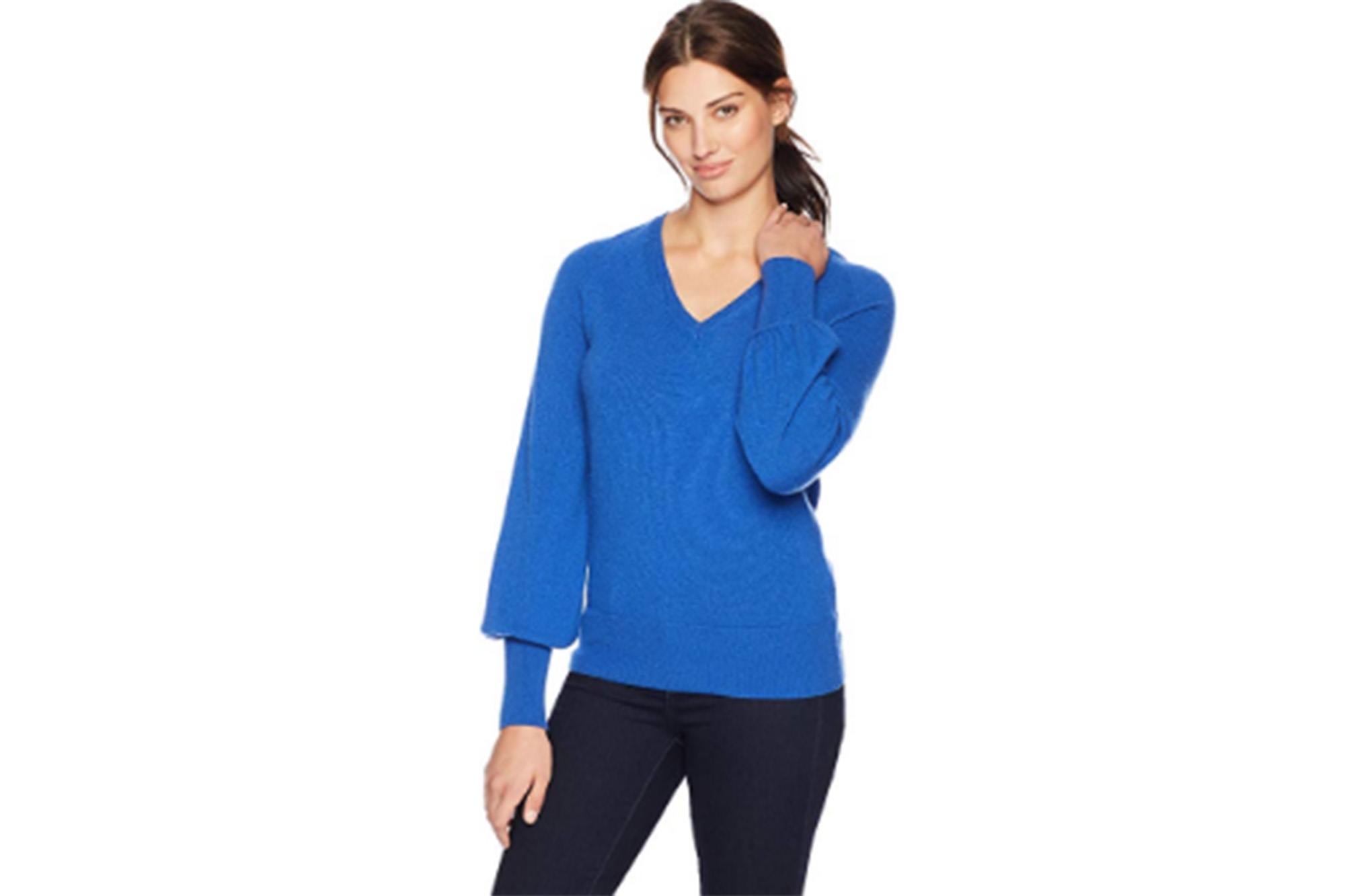 Lark & Ro Women's V-Neck Cashmere Sweater