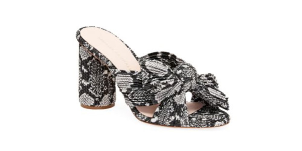 Loeffler Randall Penny Snakeskin-Print Knotted Mules