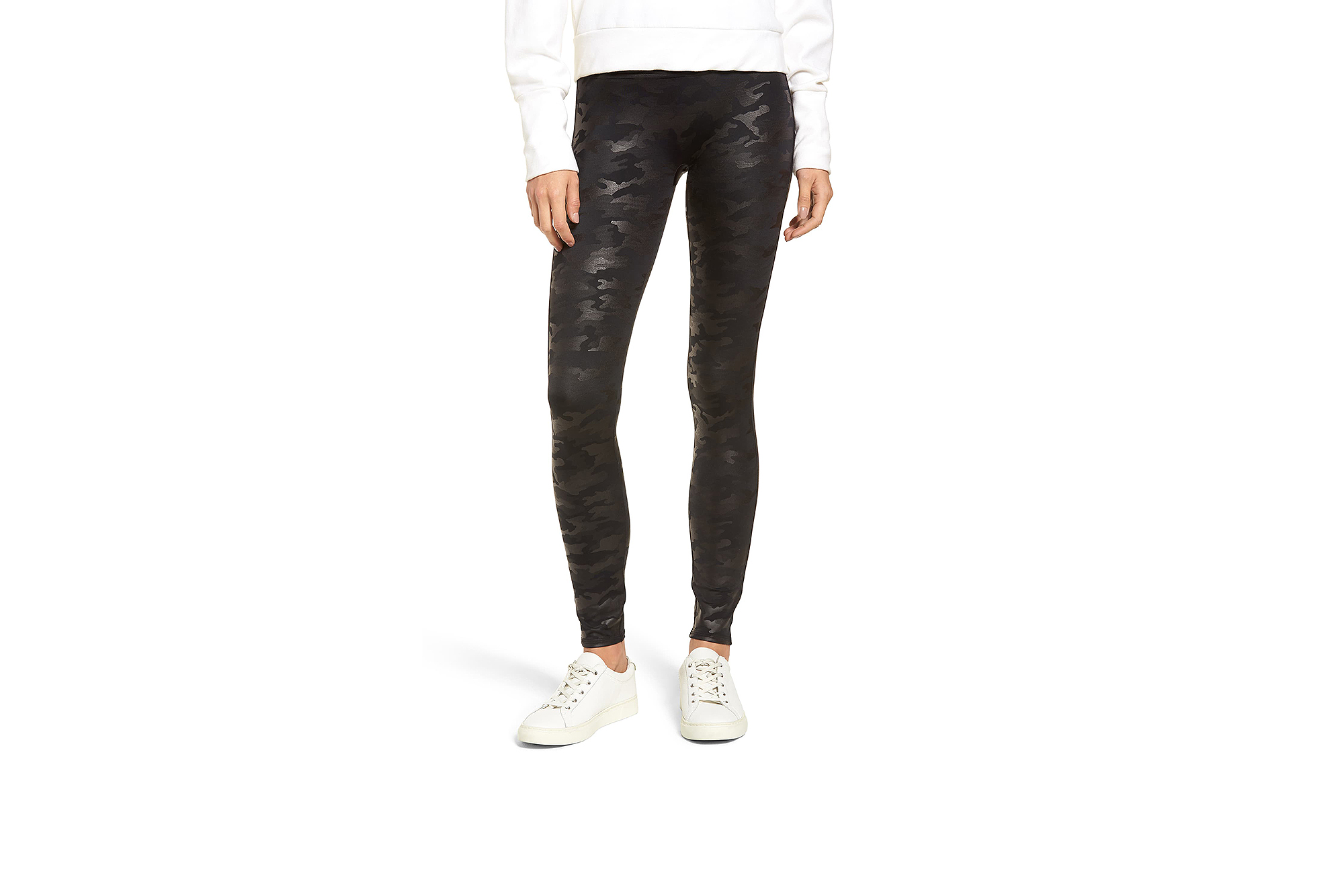 SPANX Camo Faux Leather Leggings