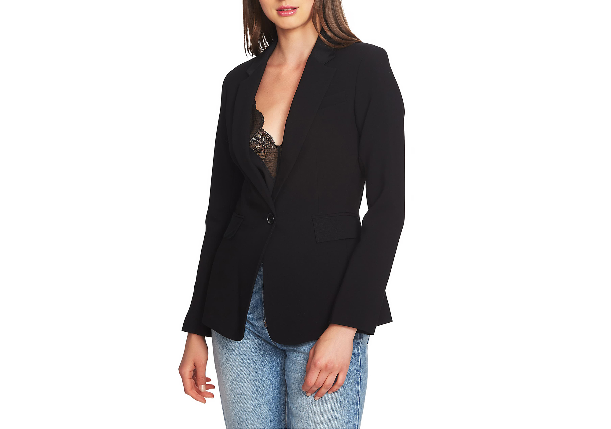 1.STATE One-Button Stretch Crepe Blazer