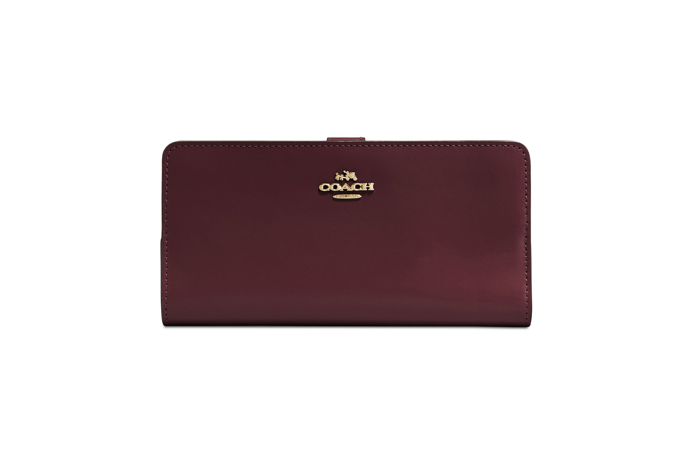 Coach Skinny Wallet in Refined Leather (Oxblood/Gold)