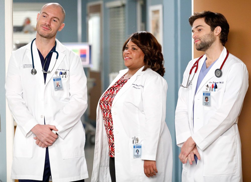 Richard Flood, Chandra Wilson, and Jake Borelli Grey's Anatomy