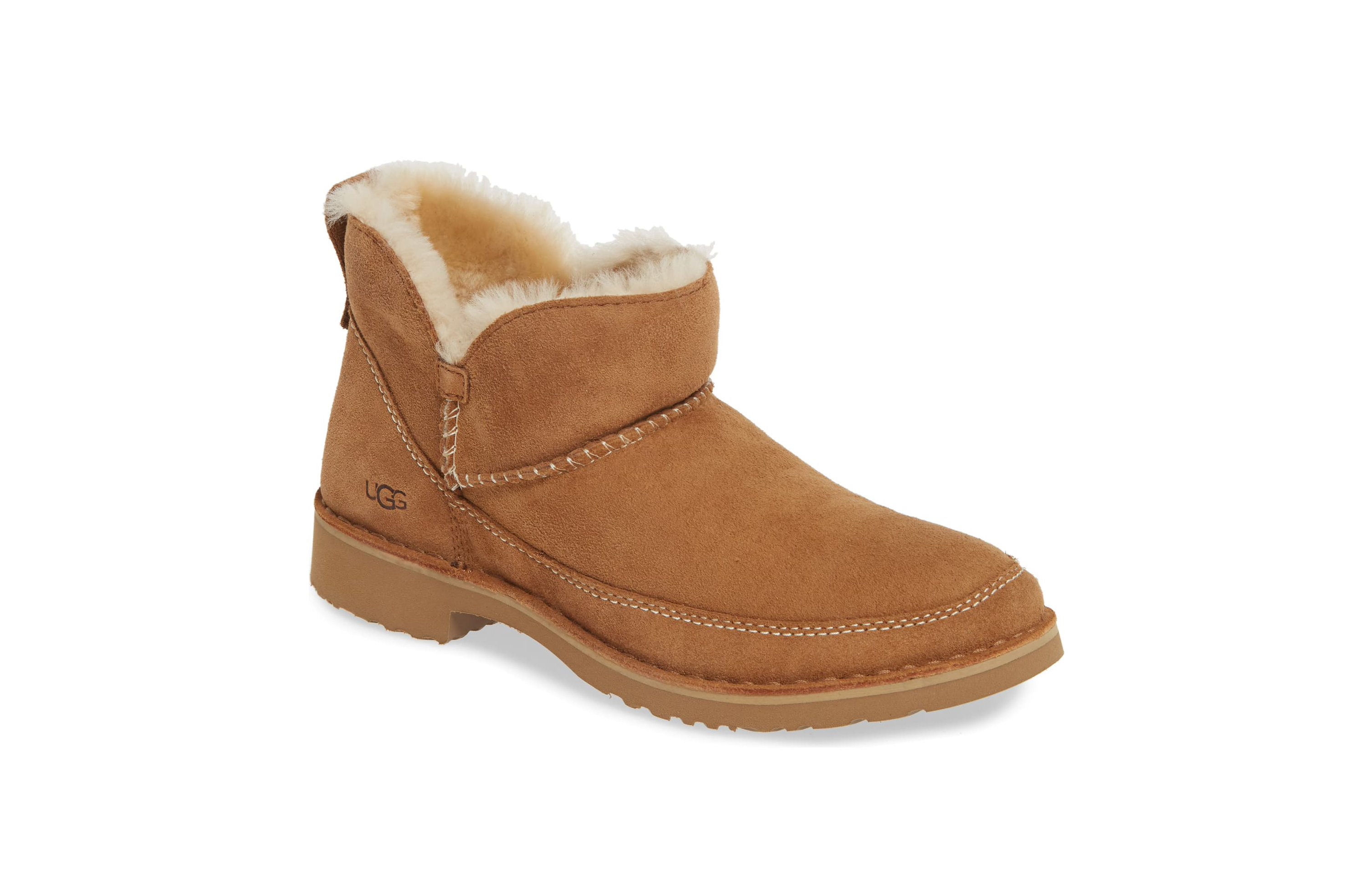 UGG Melrose Genuine Shearling Bootie (Chestnut)