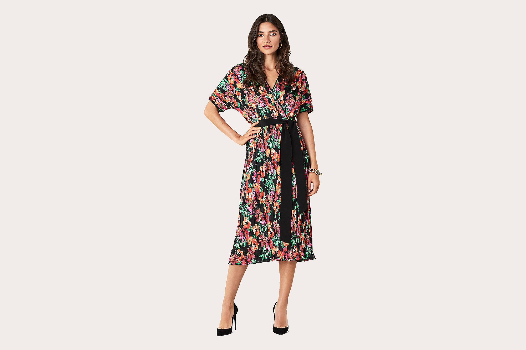 Autumn Pleated Poly-Blend Dress