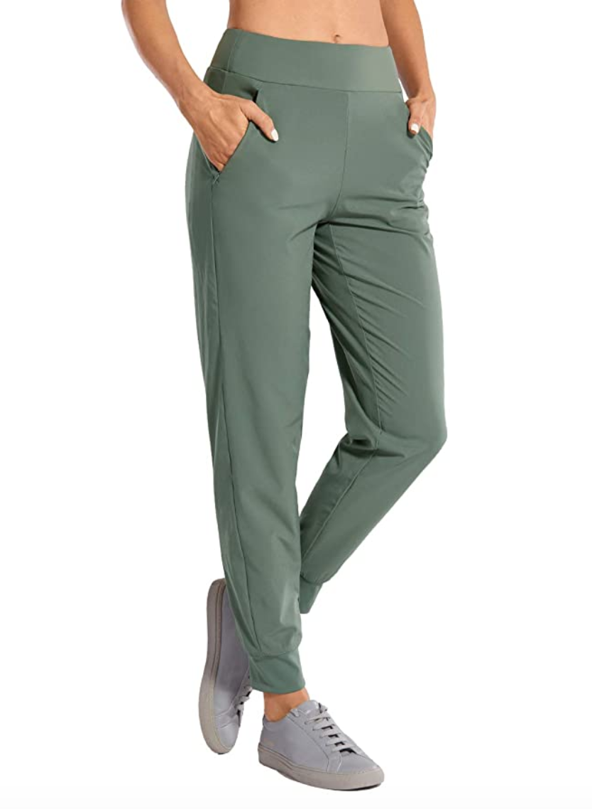 CRZ YOGA Women's Double Layer Jogger Sweatpants (Grey Sage)