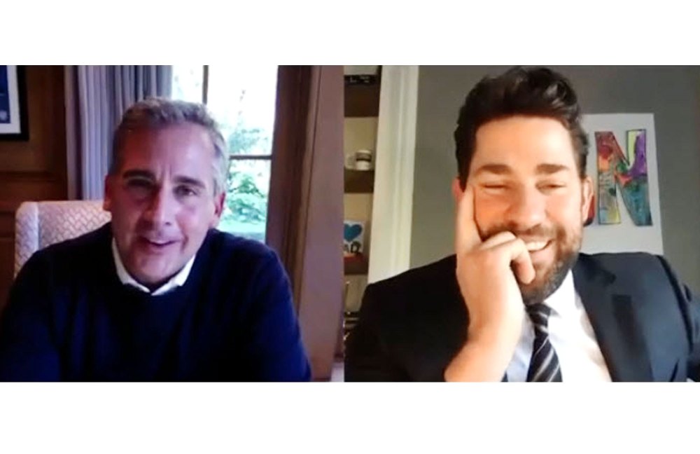 John Krasinski Stages Mini Office Reunion With Steve Carell