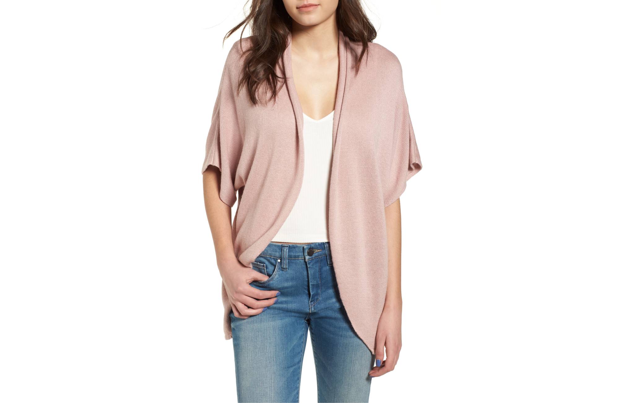 Leith Dolman Sleeve Cardigan (Pink Adobe)
