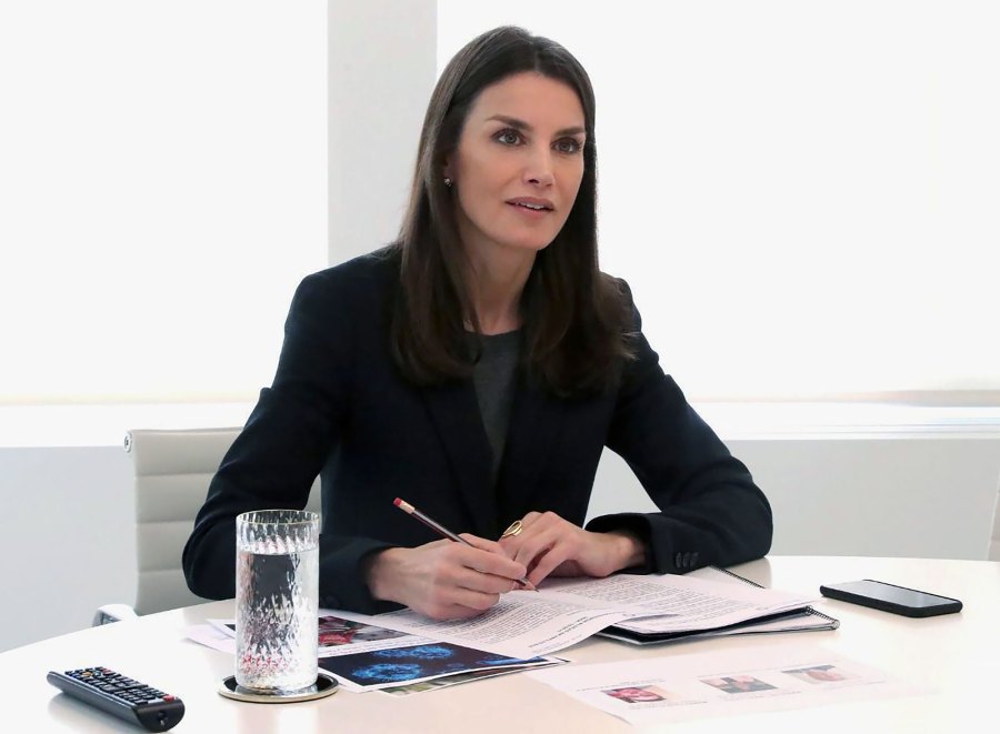 Queen Letizia Black Suit April 6, 2020