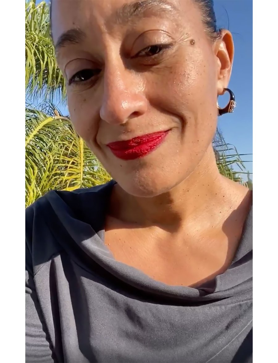 Tracee Ellis Ross Wears Her Trademark Red Lipstick While Self-Isolating