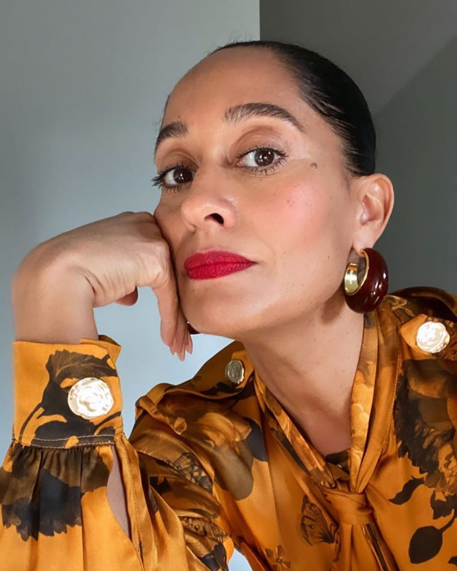 Tracee Ellis Ross Wears Her Trademark Red Lipstick While Self-Isolating