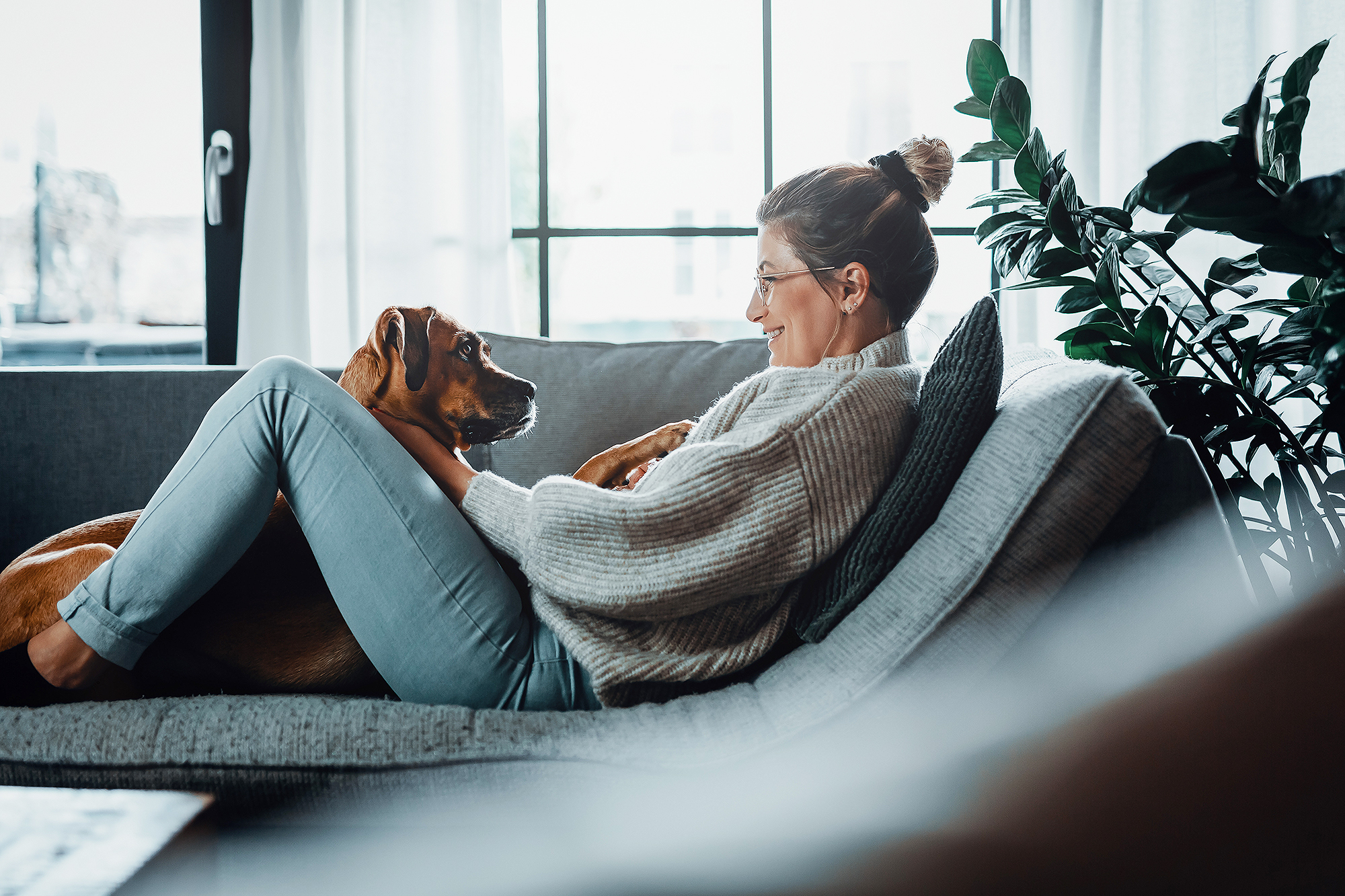 woman-with-dog