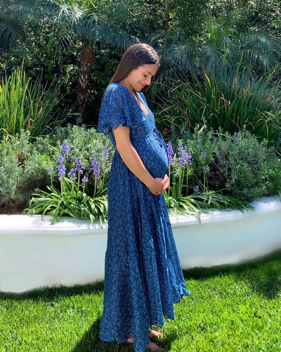 lea michele blue dress baby bump