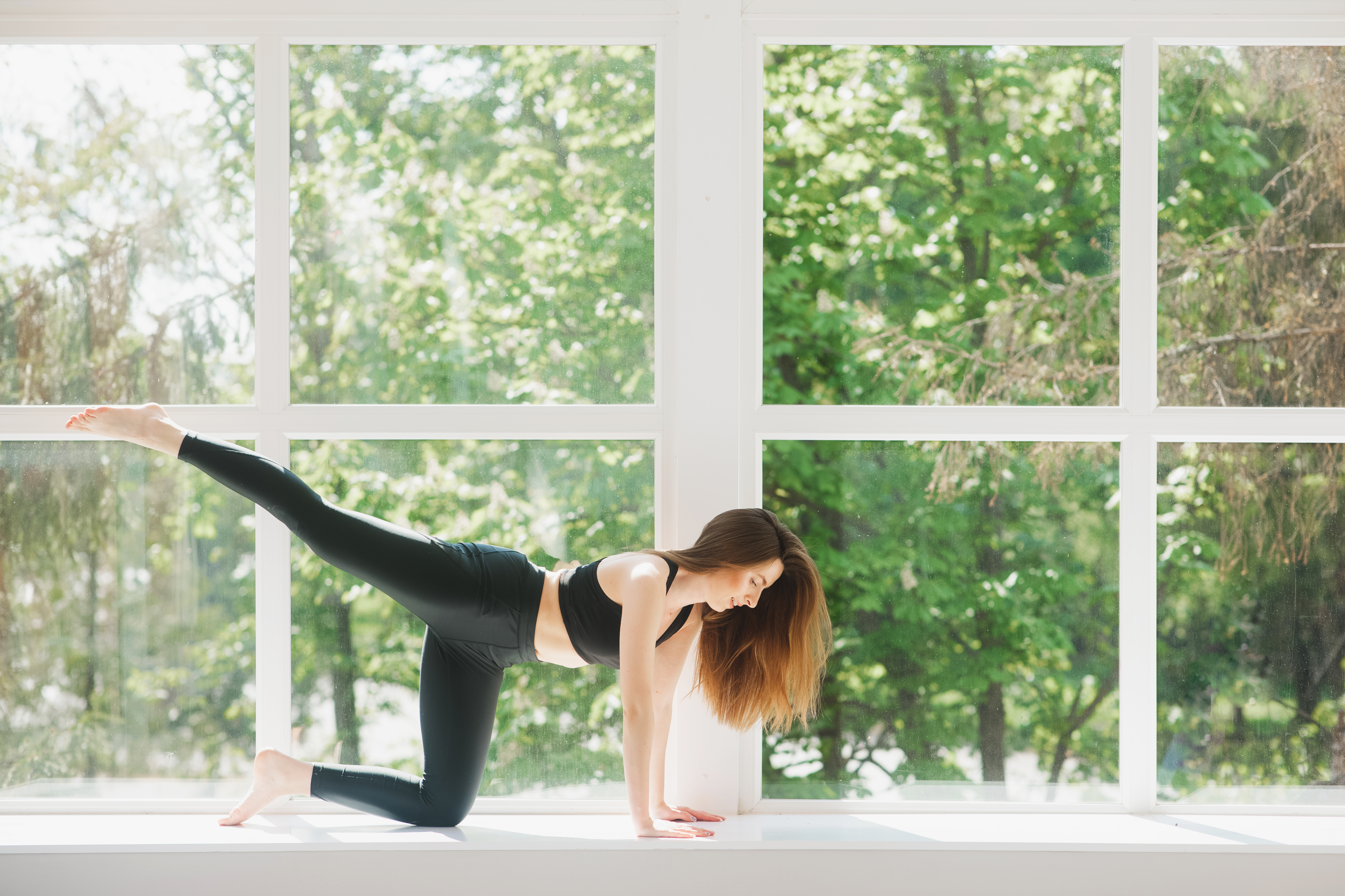 woman working out at home
