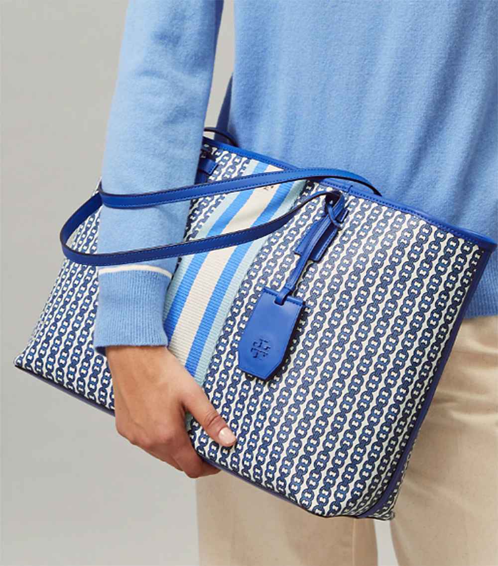 Tory Burch Gemini Link Canvas Top-Zip Tote