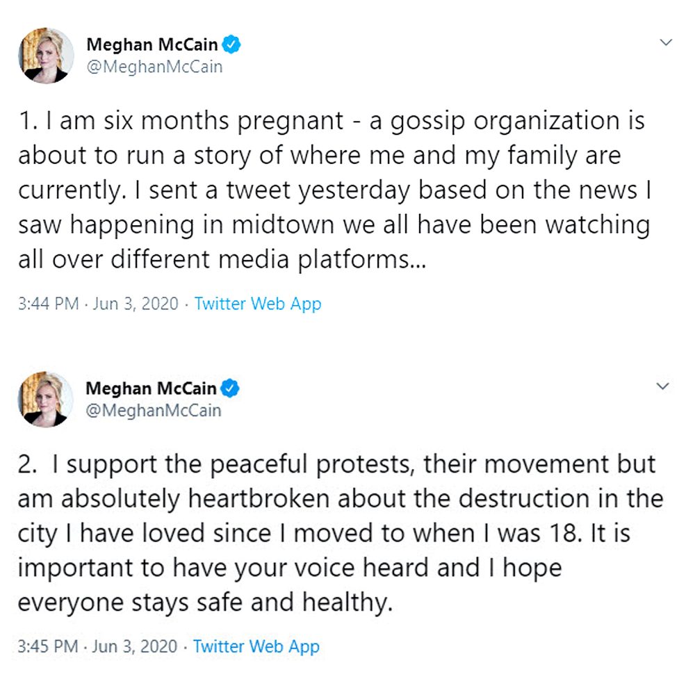 Meghan McCain Supports Peaceful Protests After Calling NYC War Zone