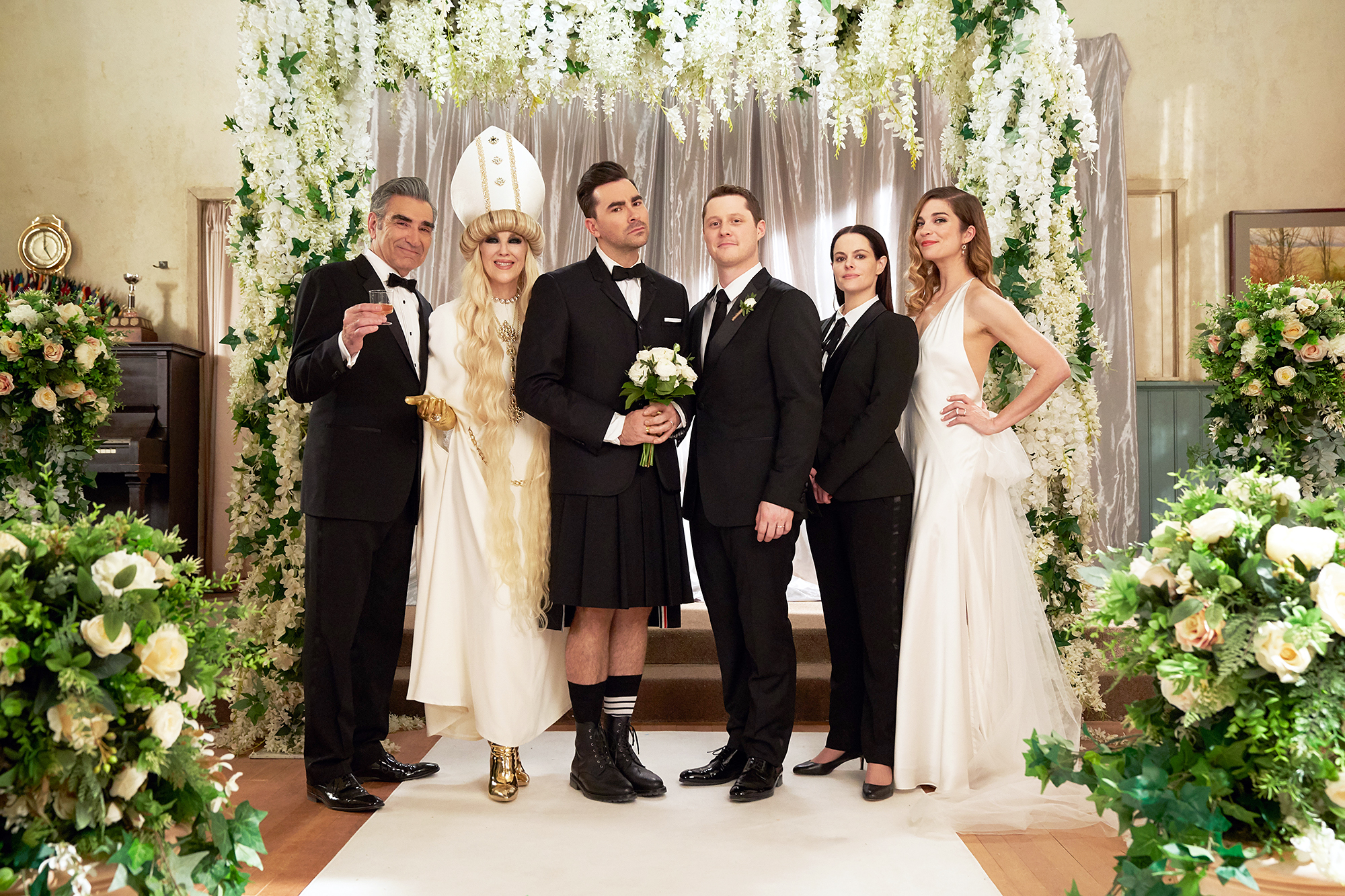 Emmy Nominations 2020 Eugene Levy Catherine OHara Dan Levy Noah Reid Emily Hampshire and Annie Murphy in Schitts Creek