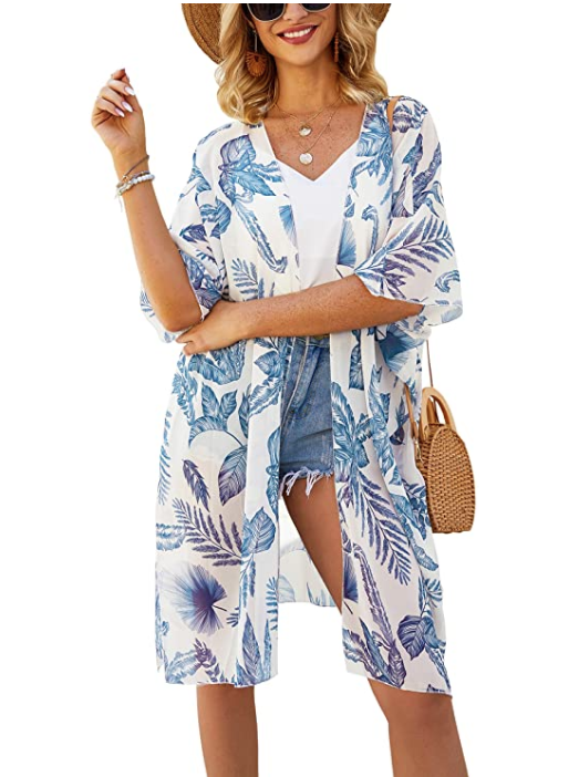 Hibluco Women's Sheer Chiffon Kimono Cardigan