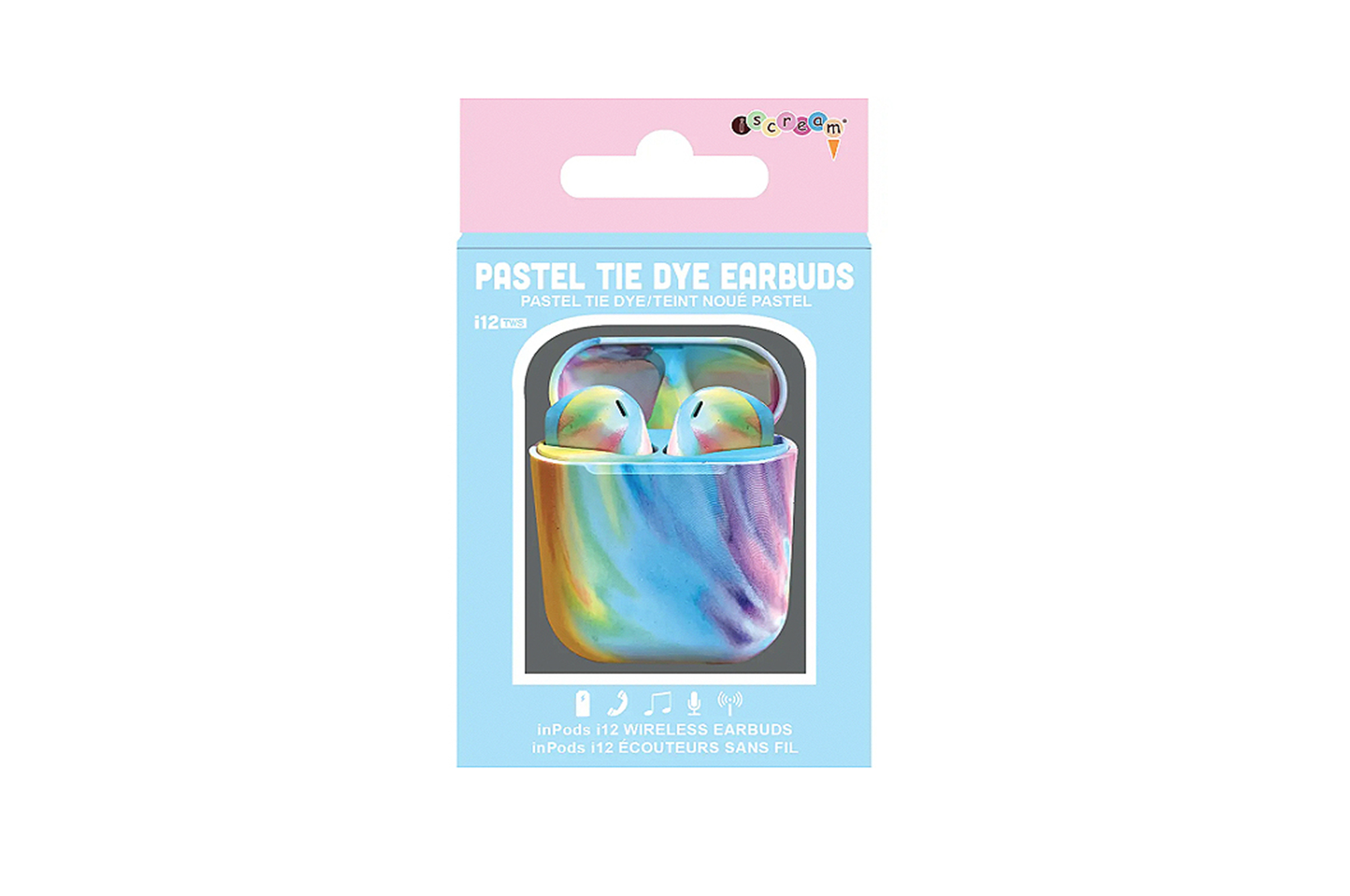 Iscream Pastel Tie Dye Earbuds with Case