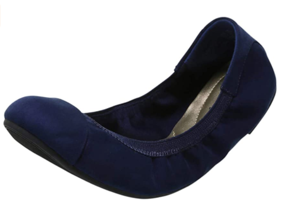 dexflex Comfort Women's Claire Scrunch Flat (Navy Suede)