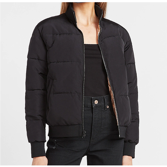 Black & Metallic Reversible Puffer Jacket