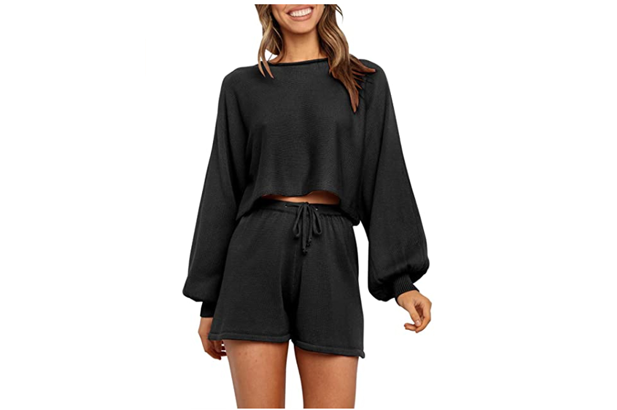 ZESICA Women's Casual Long Sleeve Solid Color Knit Pullover Sweatsuit