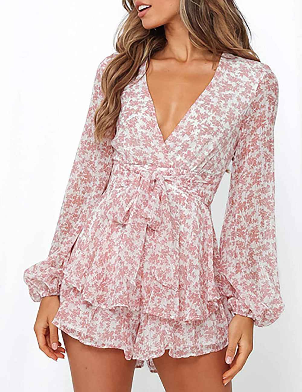 Relipop Polka Dot Ruffle Hem Romper