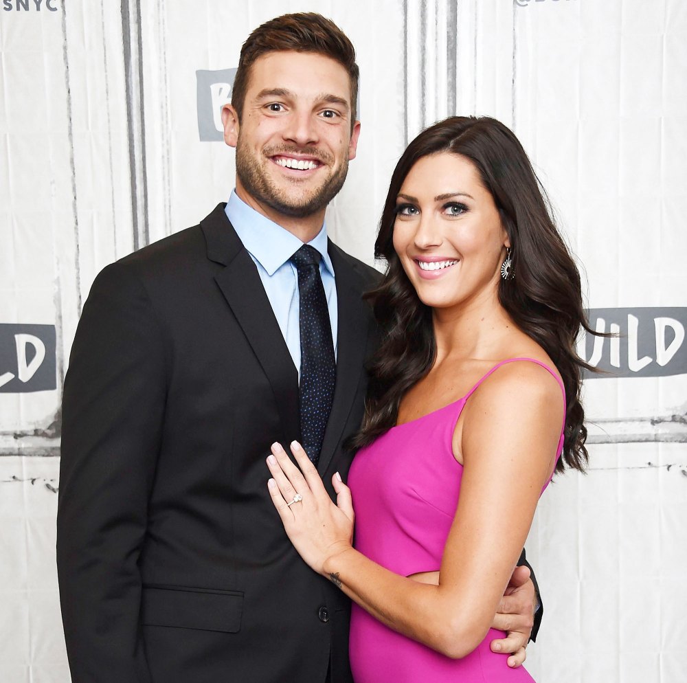 Garrett Yrigoyen and Becca Kufrin participate in the BUILD Speaker Series Becca Kufrin Jokes About Dating One of Clare Crawley Bachelorette Castoffs After Garrett Yrigoyen Split