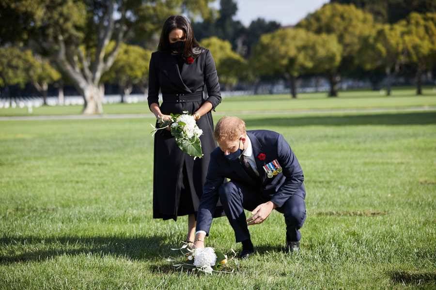 Prince Harry and Meghan Markle Visit Los Angeles Cemetery on Remembrance Day